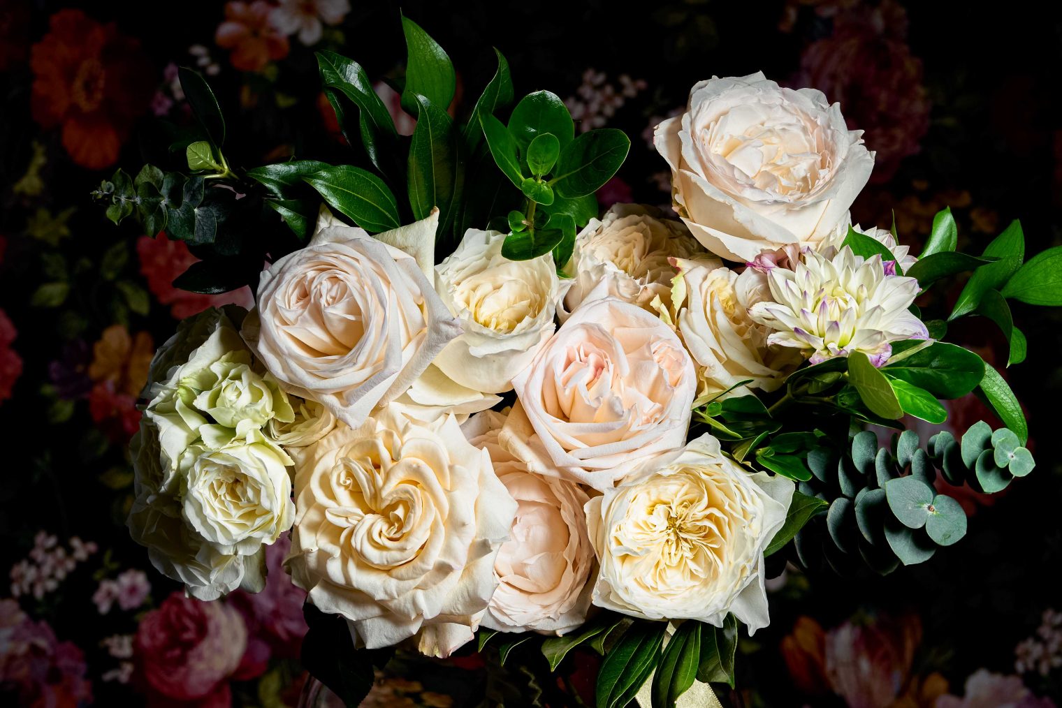 White roses and dahlias